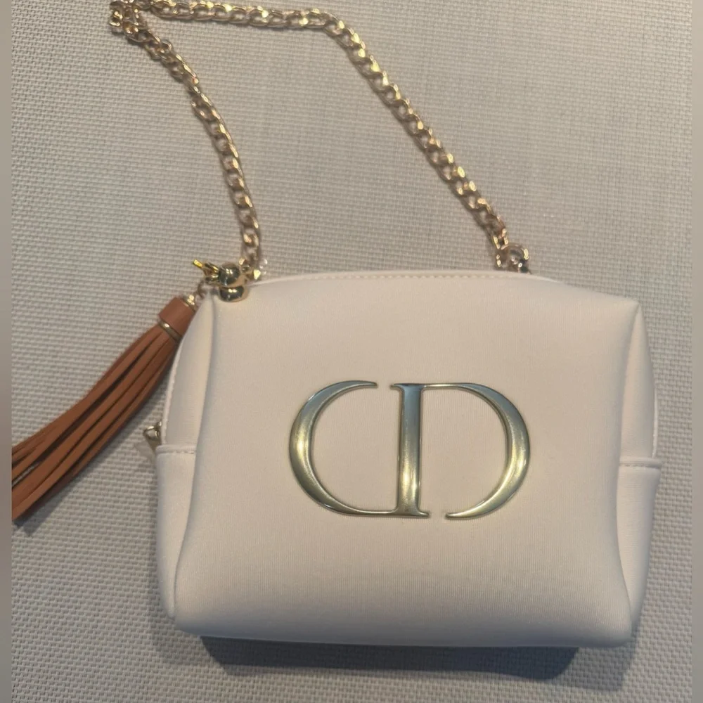 DIOR Cosmetic Bag with Gold Logo and Small Gift Box NWOT